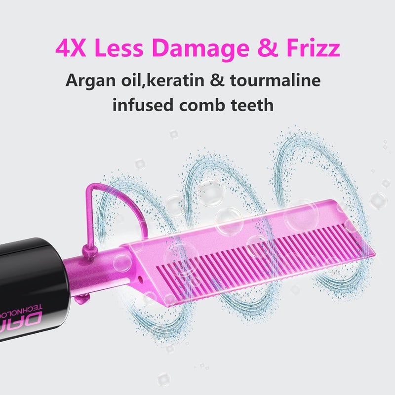 DAN Technology Dual Voltage Ceramic Pressing Comb - 450°F Fast Heating Mini Straightener for Lace Front Wigs and Black Women's Hair - Image 2